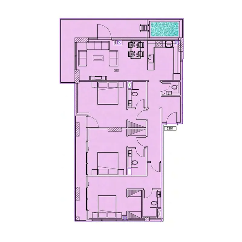 3 bedrooms floor plan