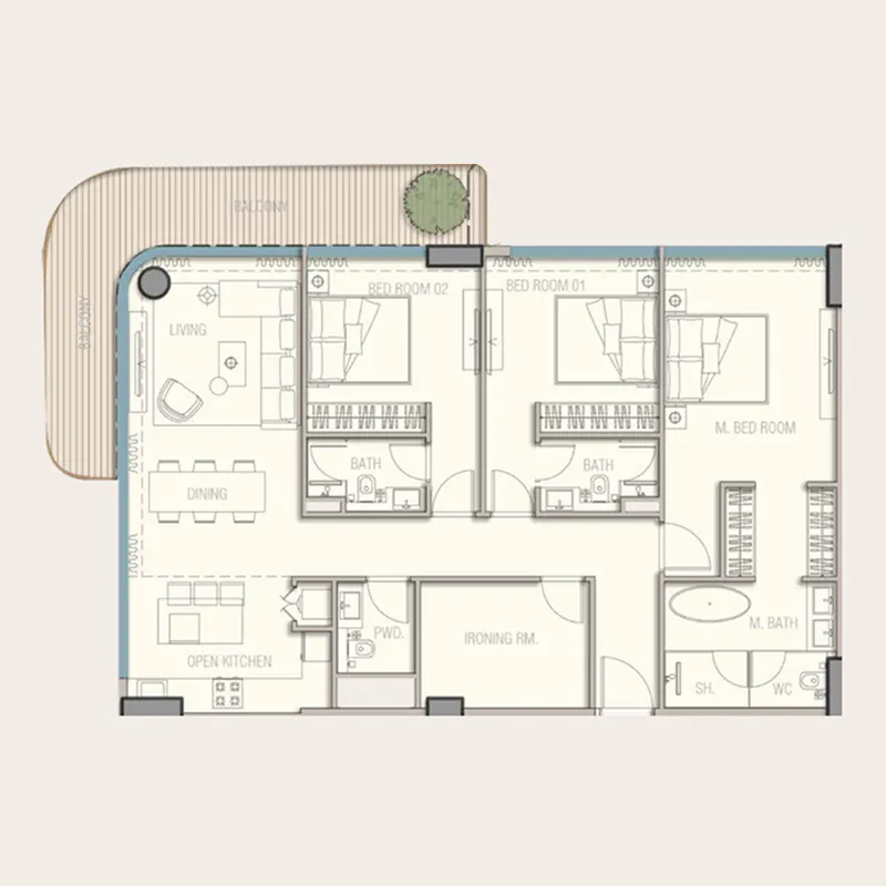 3 bedrooms floor plan