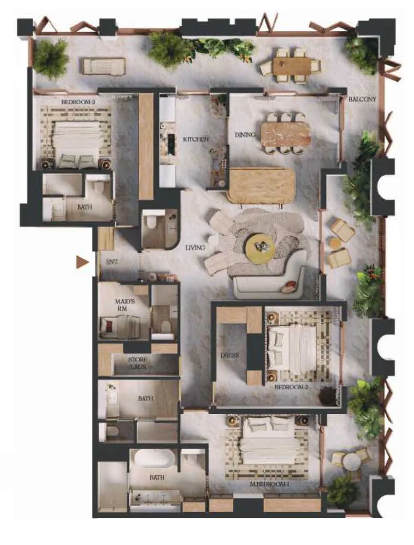 3 bedrooms floor plan