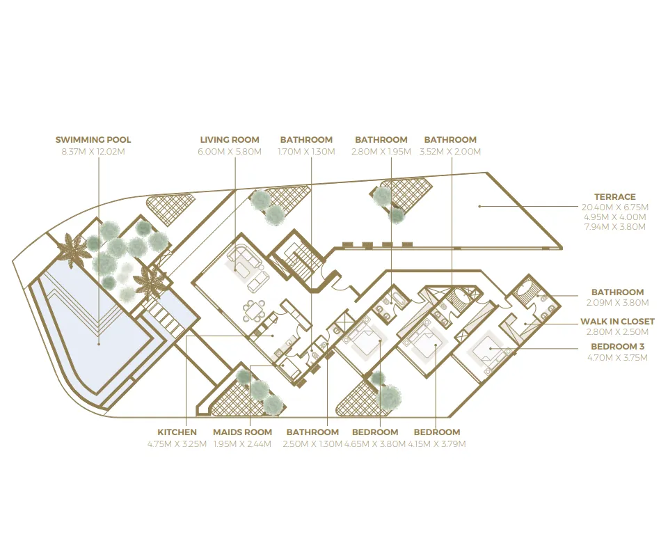 3 bedrooms floor plan