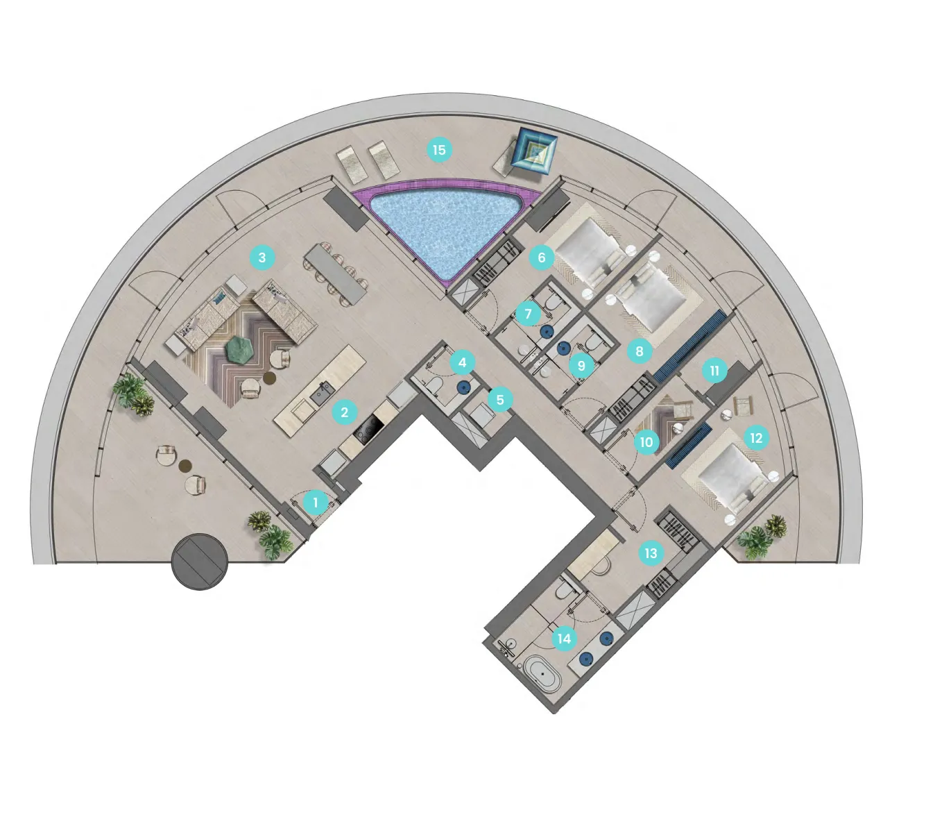 3 bedrooms floor plan