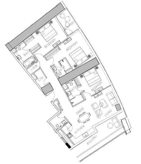 3 bedrooms floor plan