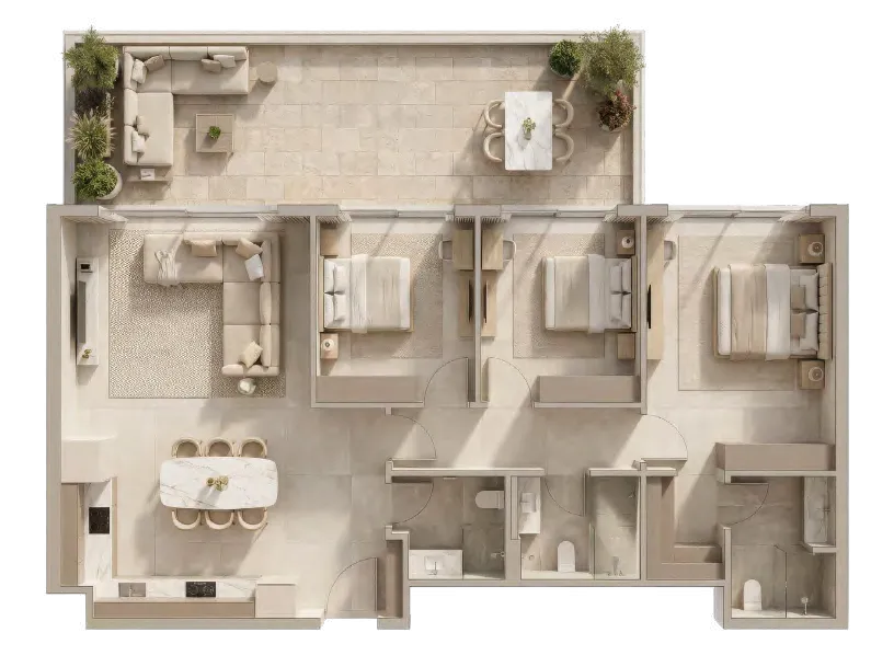 3 bedrooms floor plan