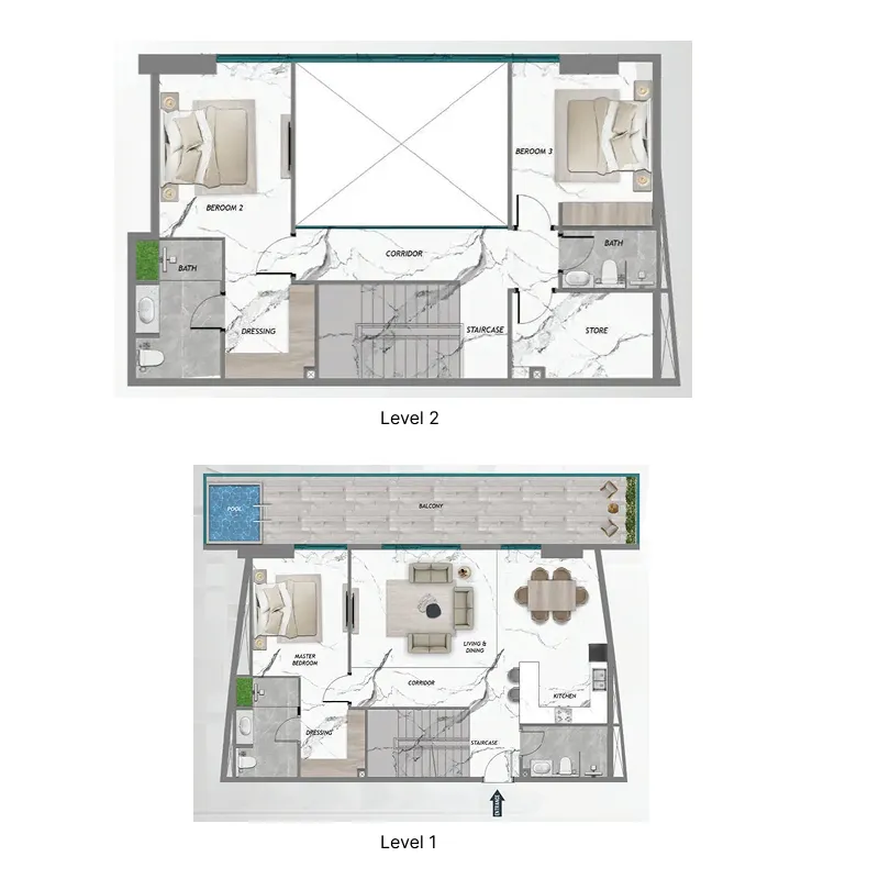 3 bedrooms floor plan