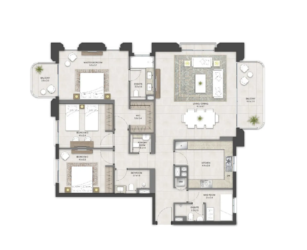 3 bedrooms floor plan