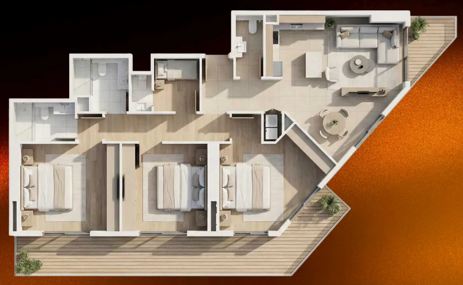 3 bedrooms floor plan