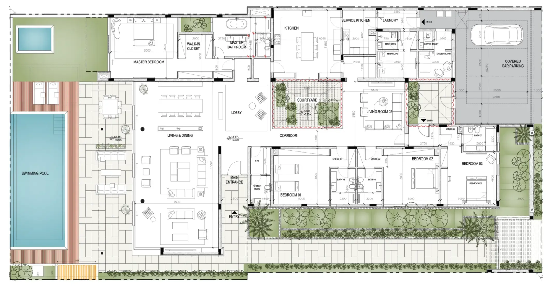 4-bedroom villa floor plan