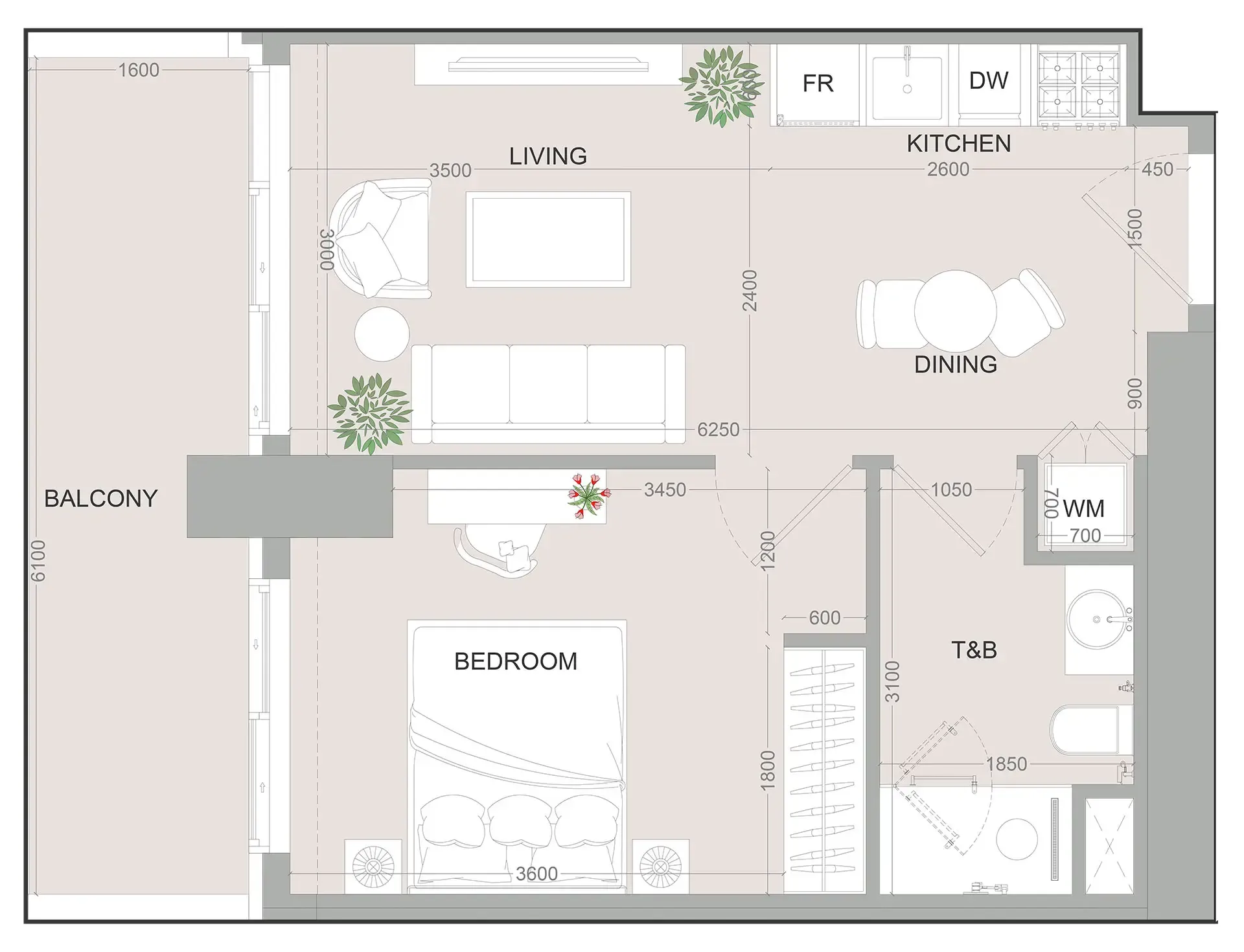1 bed