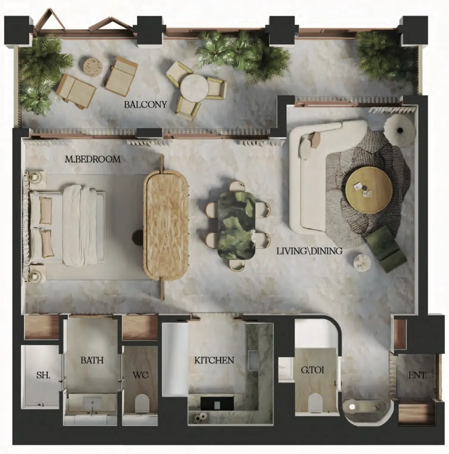 1 bedroom floor plan