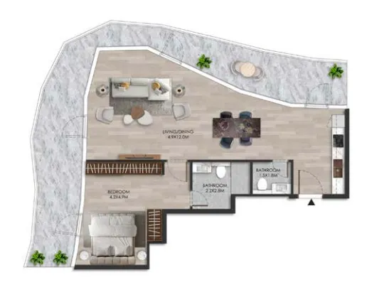 1 bedroom floor plan