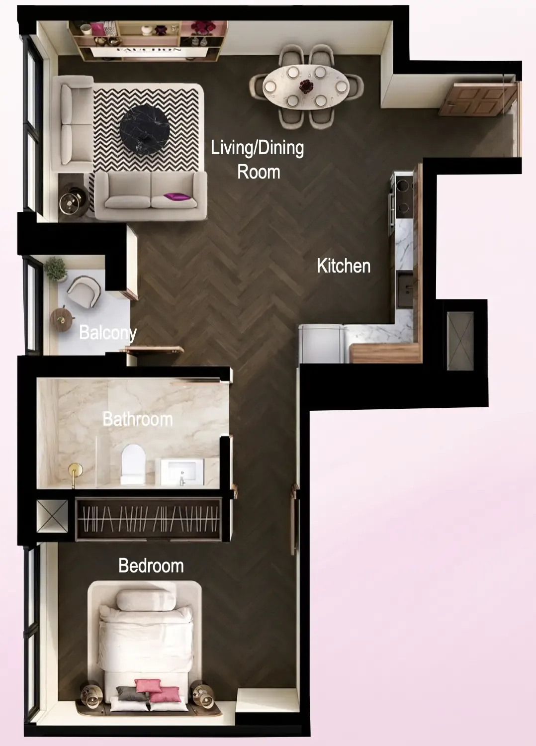 1 bedroom floor plan