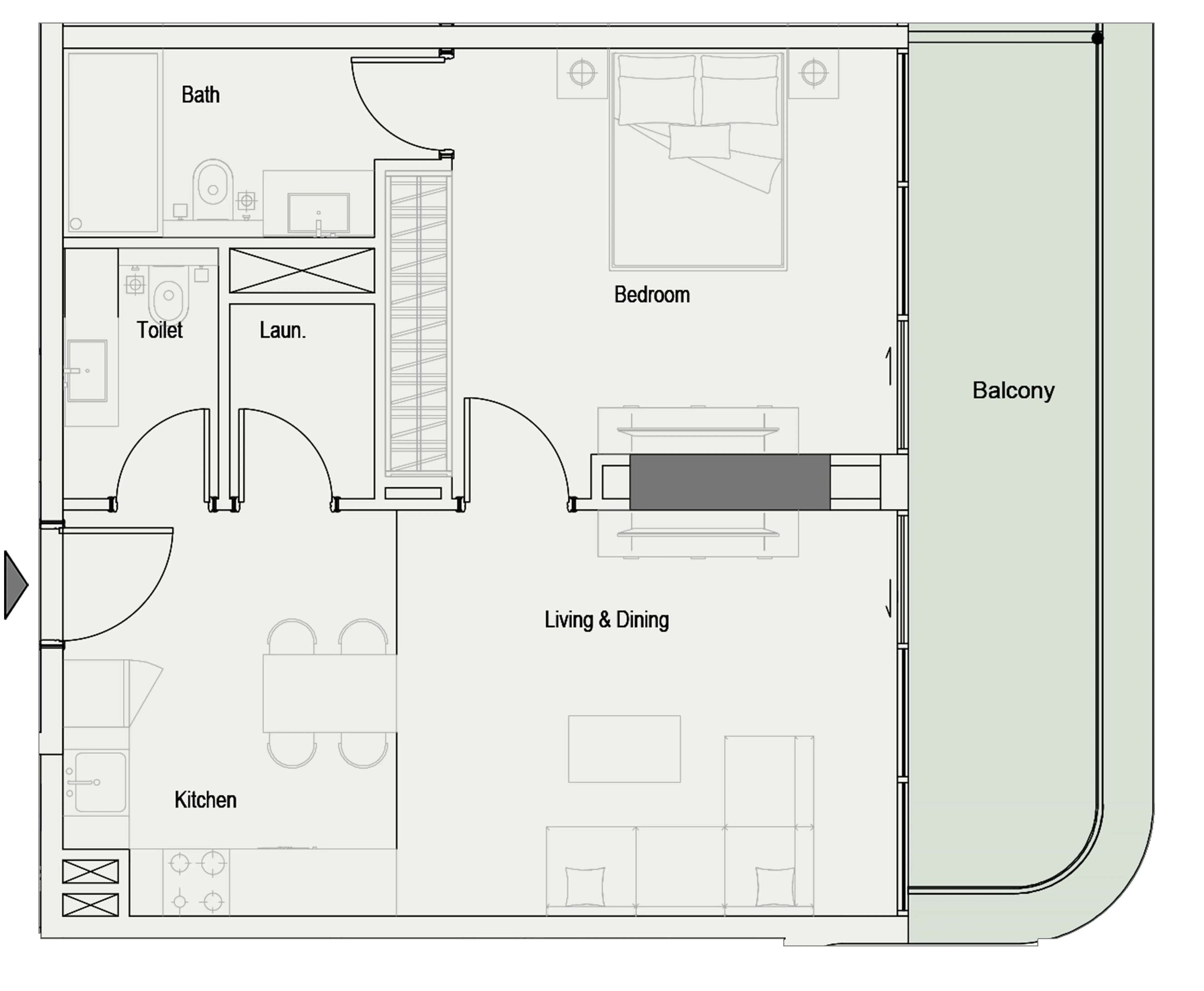 1 bedroom floor plan