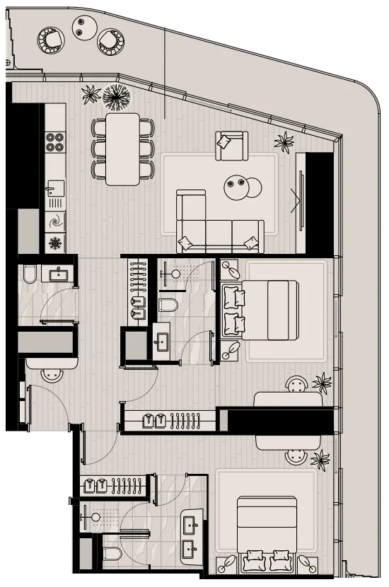 Mered Iconic Tower 2BR floor plan