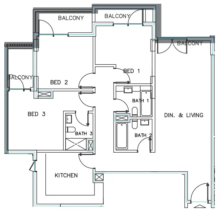 3 bedrooms floor plan