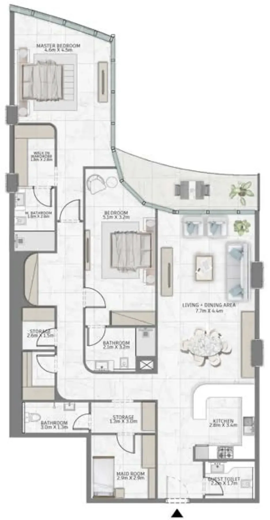 Al Habtoor Group Al Habtoor Tower 2BR floor plan