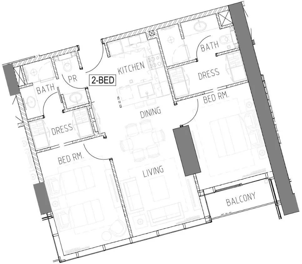 DAMAC Damac Bay 2 2BR floor plan
