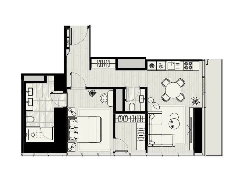Mered Iconic Tower 1BR floor plan