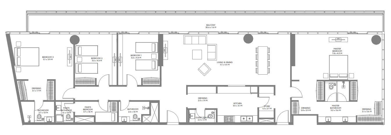 4 bedrooms floor plan