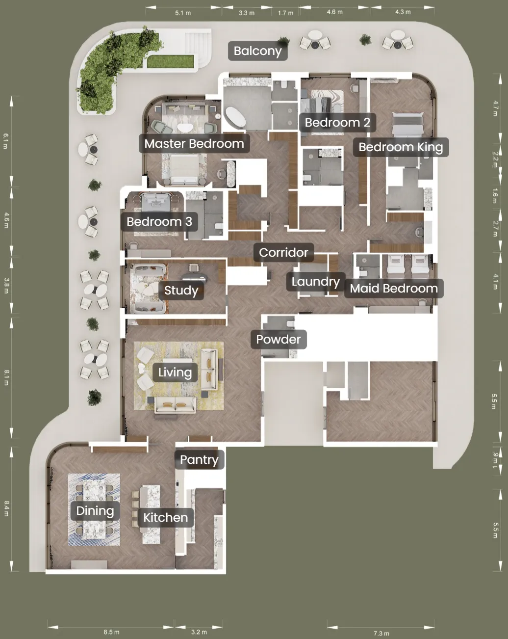4 bedrooms floor plan