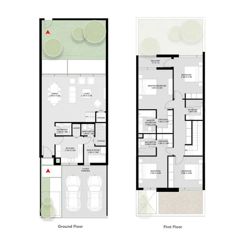 4-bedroom townhouse floor plan