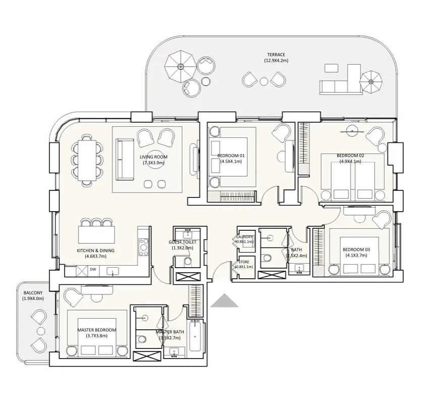 4 bedrooms floor plan