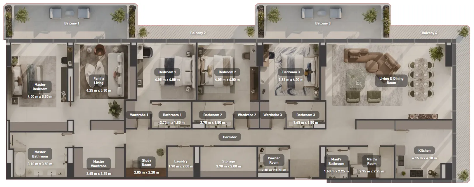 4 bedrooms floor plan