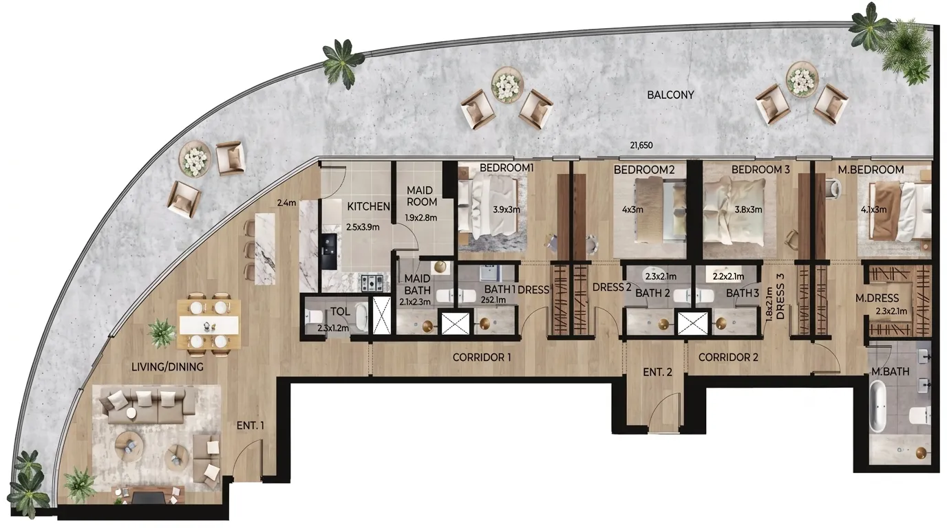 4 bedrooms floor plan