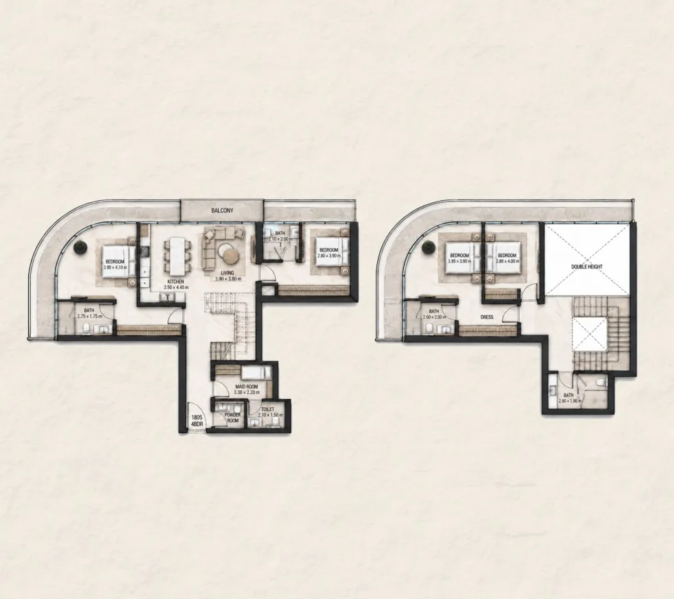 4 bedrooms floor plan