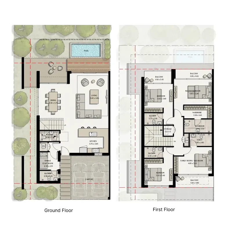 4-bedroom townhouse floor plan