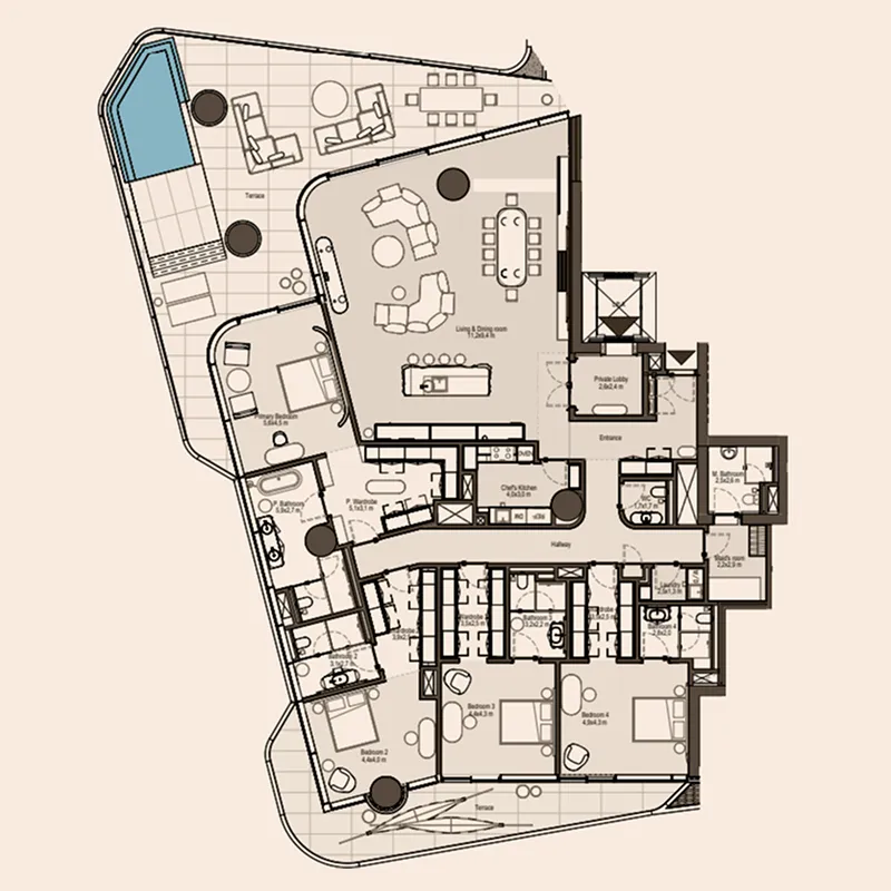 4 bedrooms floor plan