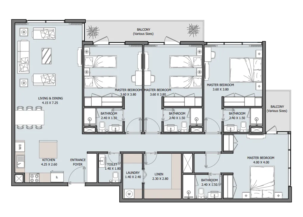 4 bedrooms floor plan
