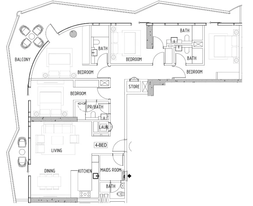 4 bedrooms floor plan