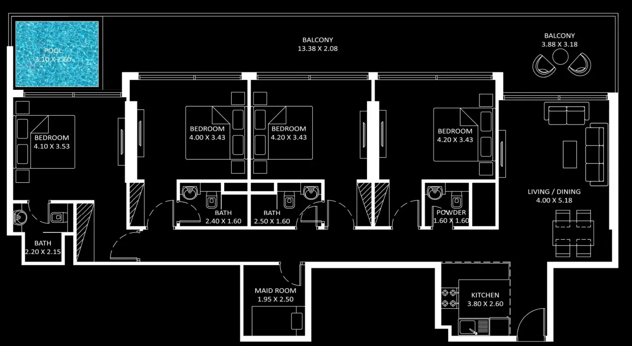 4 bedrooms floor plan