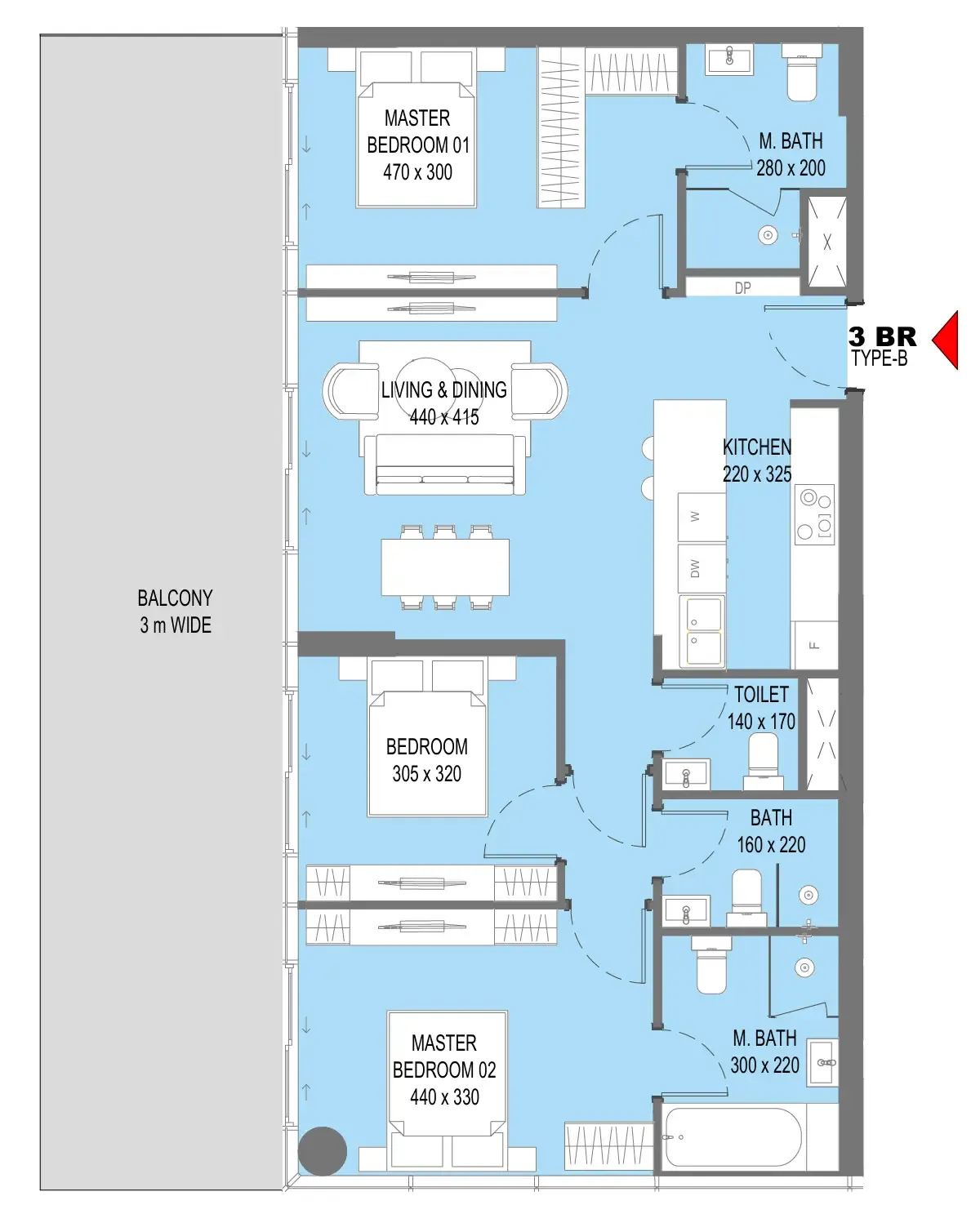 Reportage Properties Sensi 3BR floor plan