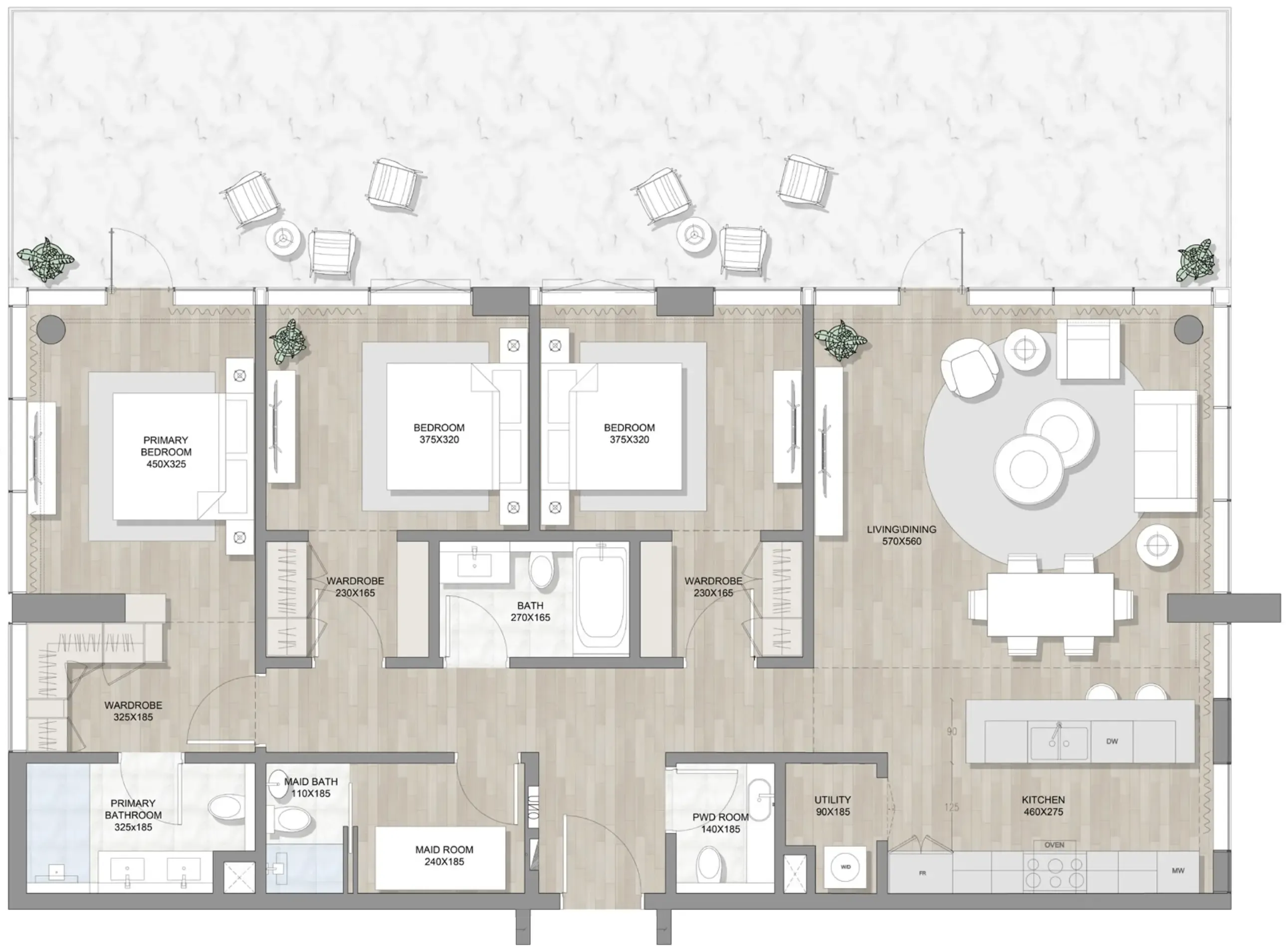 3 bedrooms floor plan