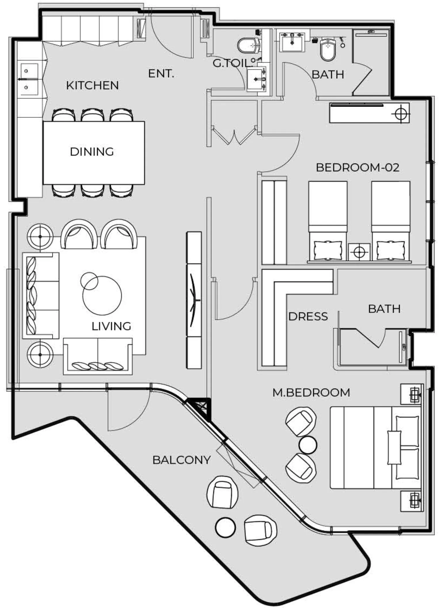 Prestige One Developments Coastal Haven 2BR floor plan