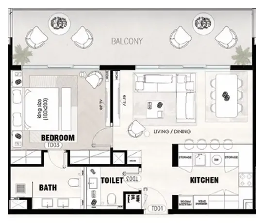 1 bedroom floor plan