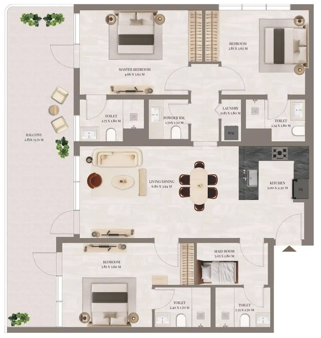 3 bedrooms floor plan