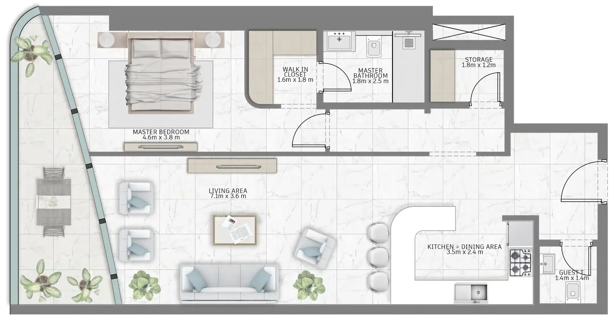 1 bed