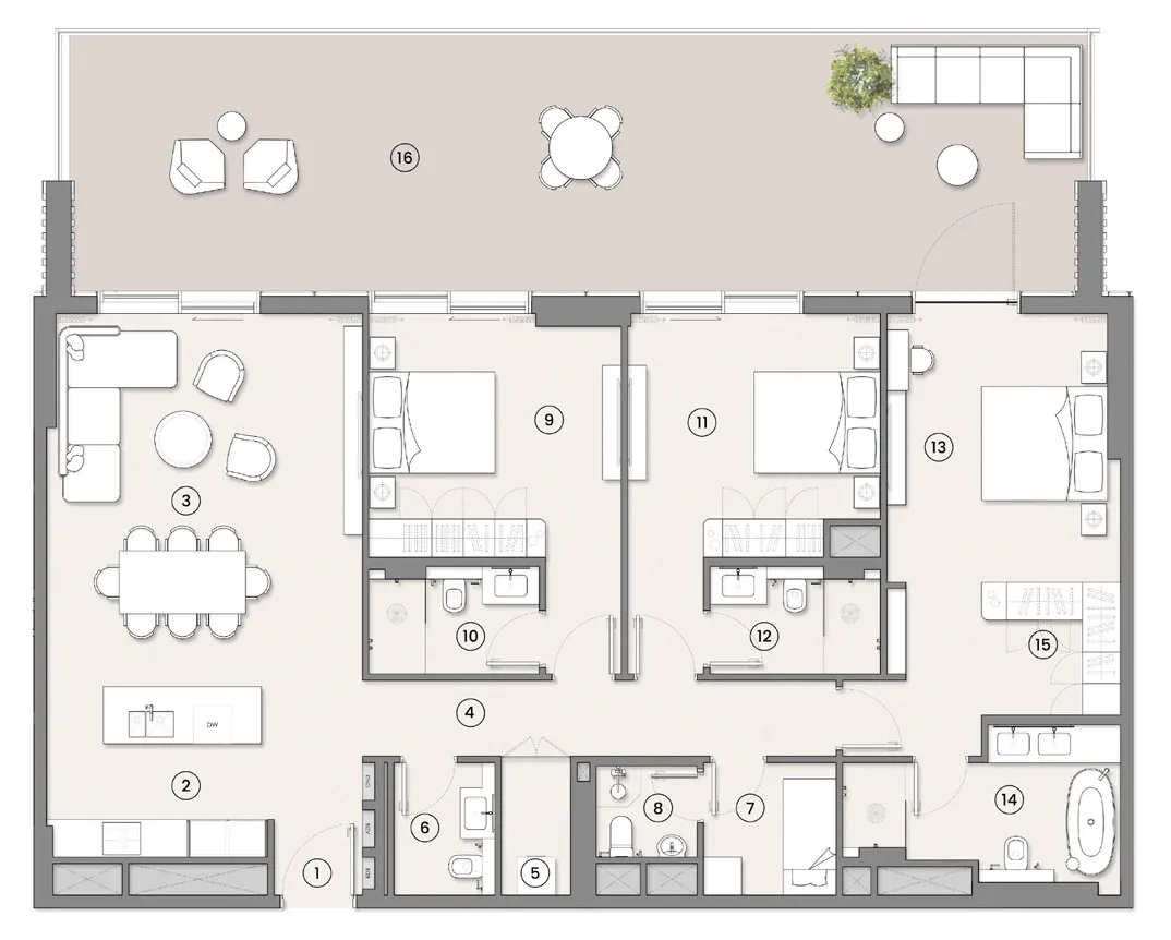3 bedrooms floor plan