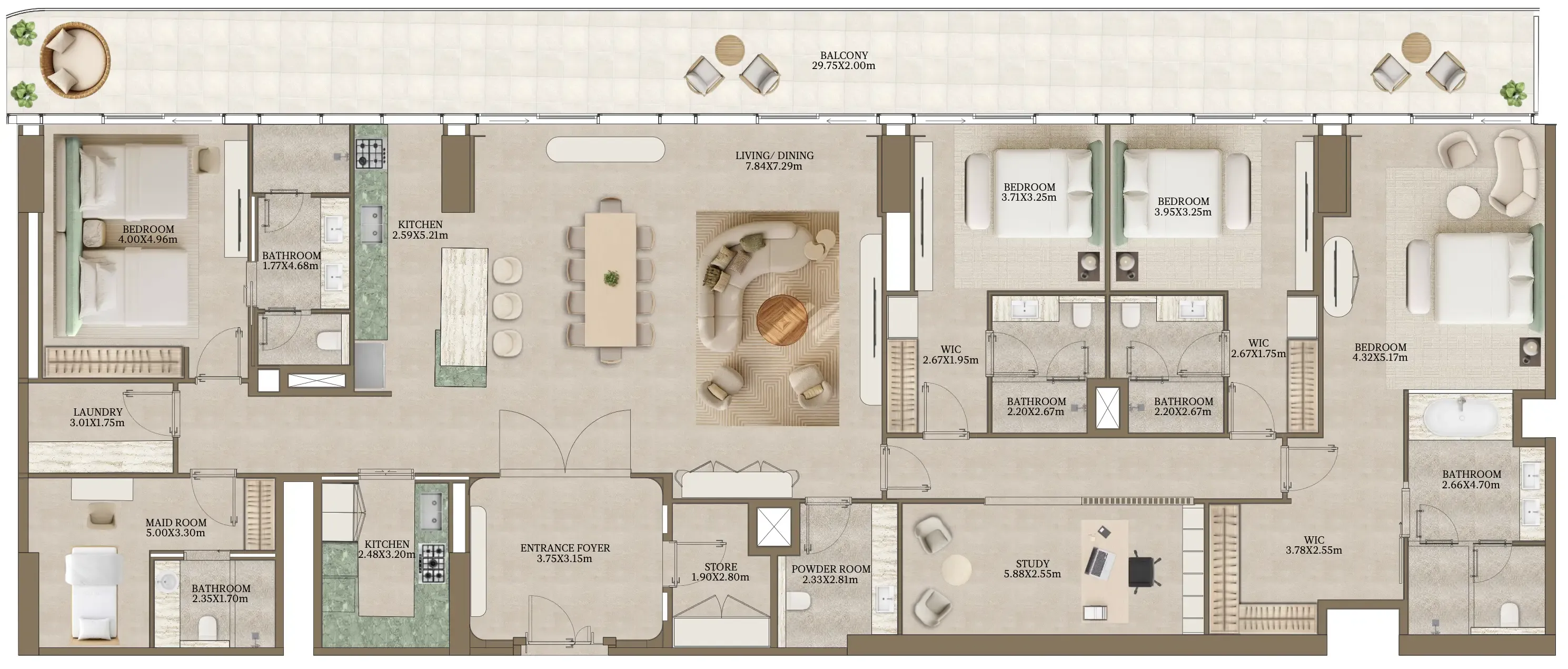 4 bedrooms floor plan
