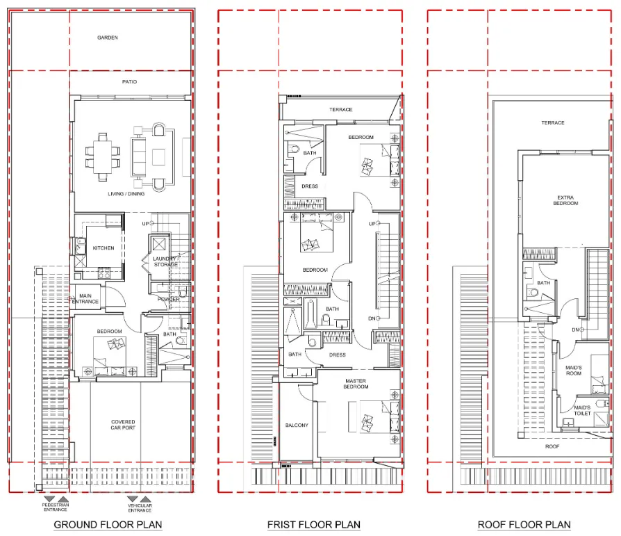 5-bedroom townhouse floor plan