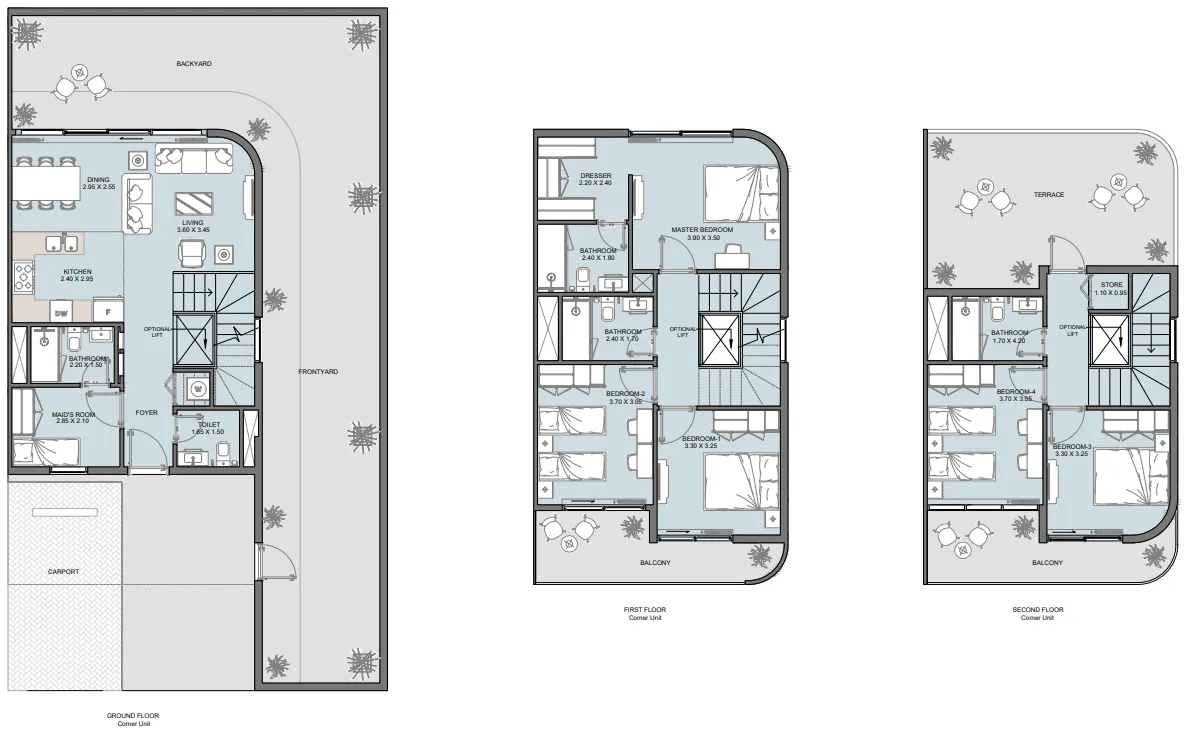 5-bedroom townhouse floor plan