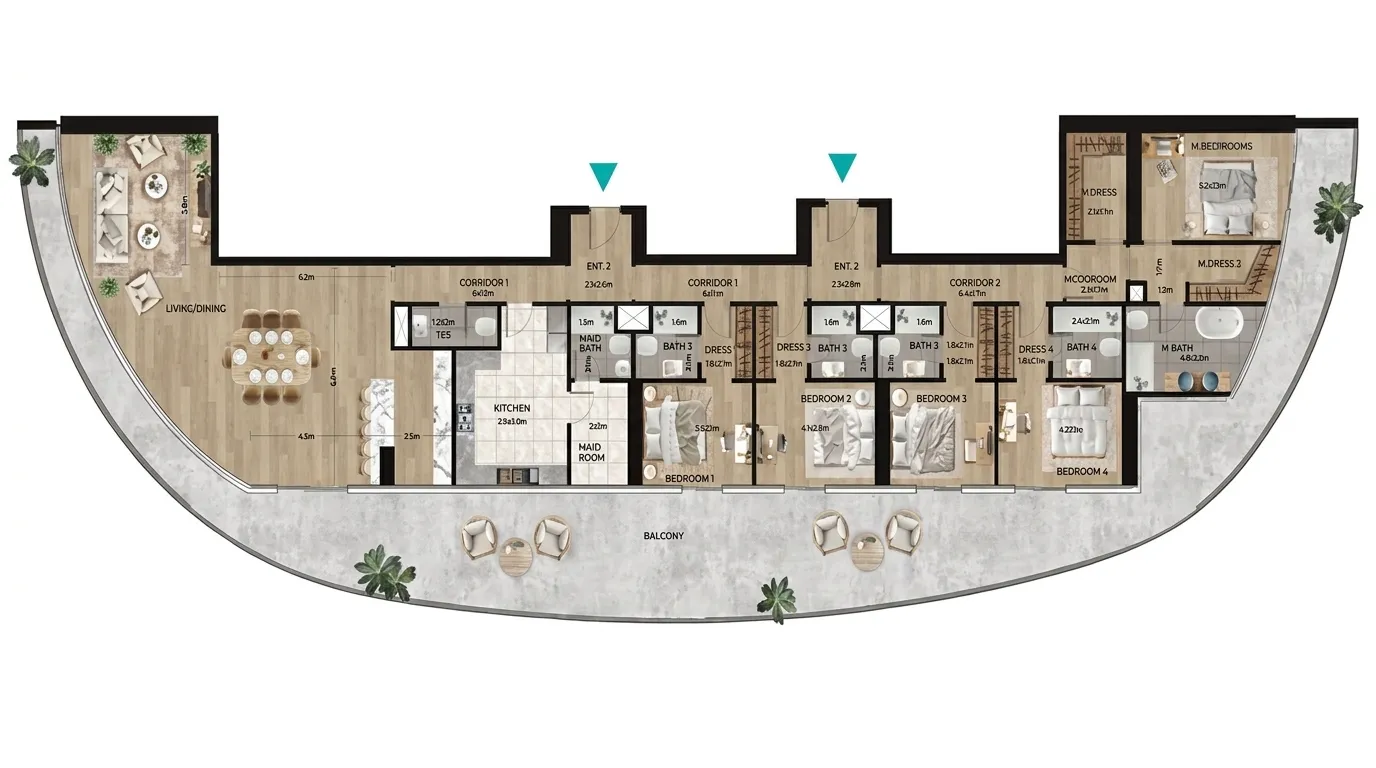 5 bedrooms floor plan
