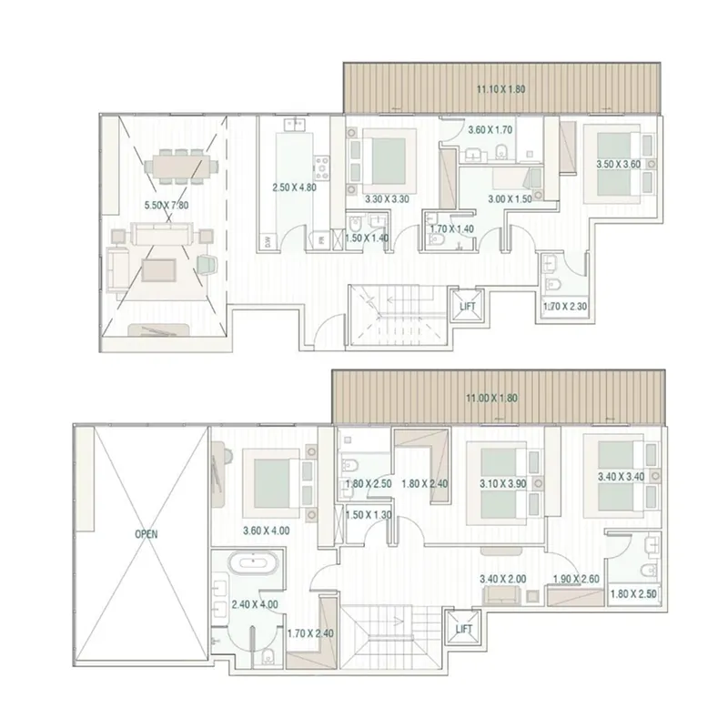 5 bedrooms floor plan