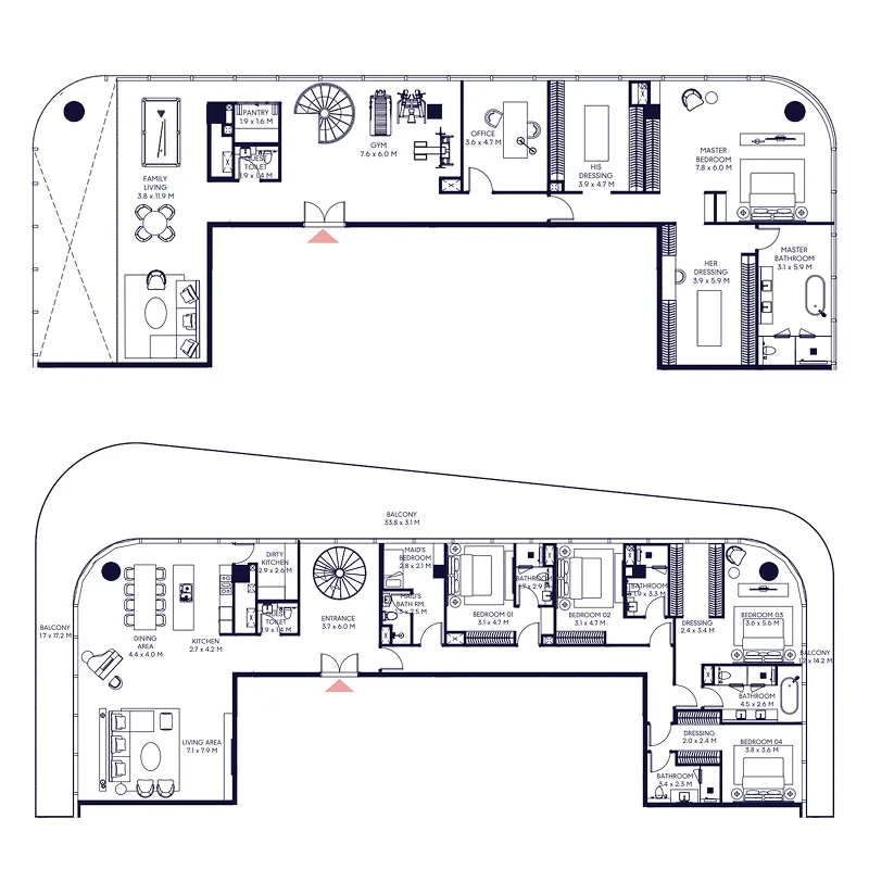 Arada Inaura Hotels & Residences Downtown 5BR floor plan