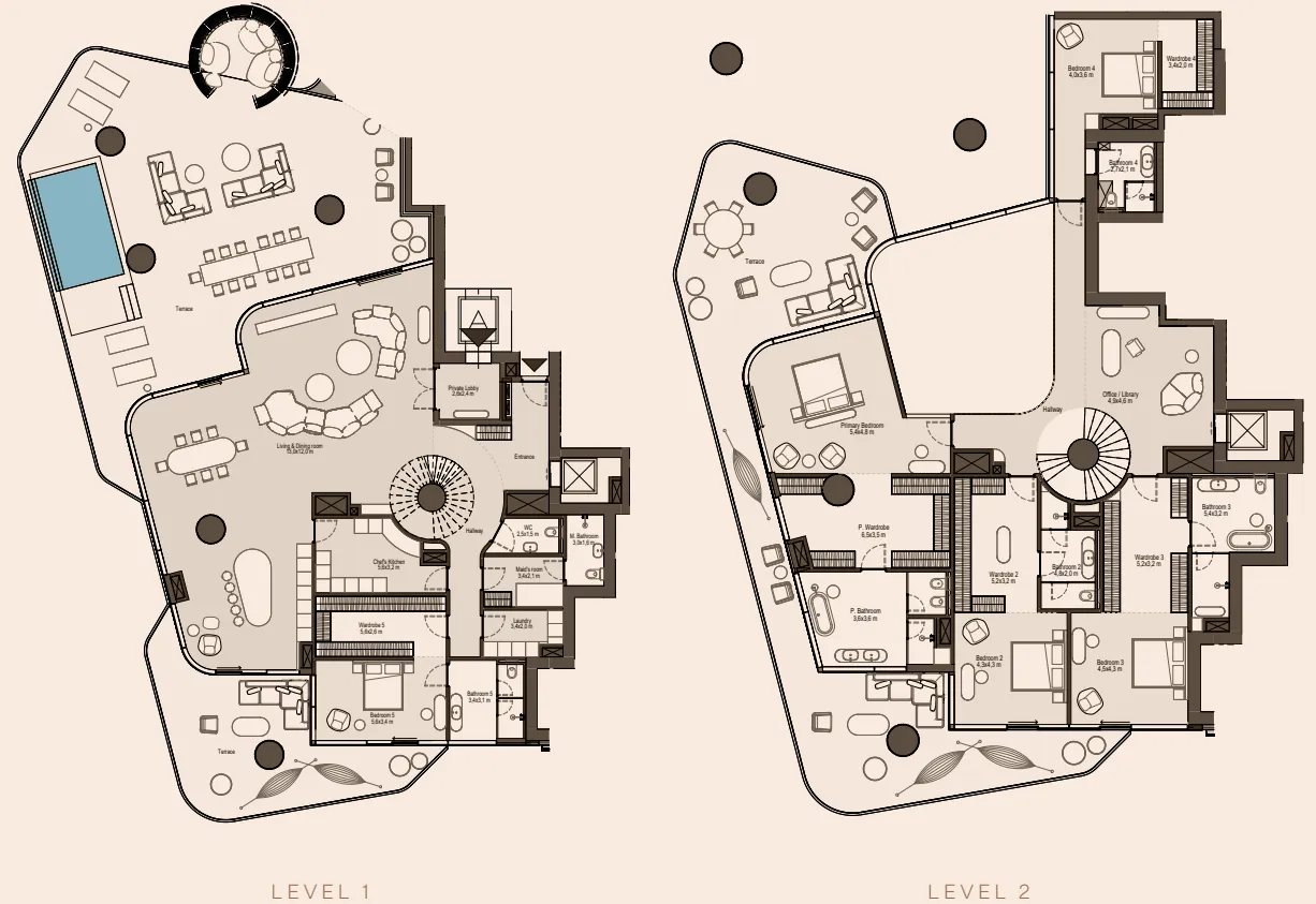 5 bedrooms floor plan