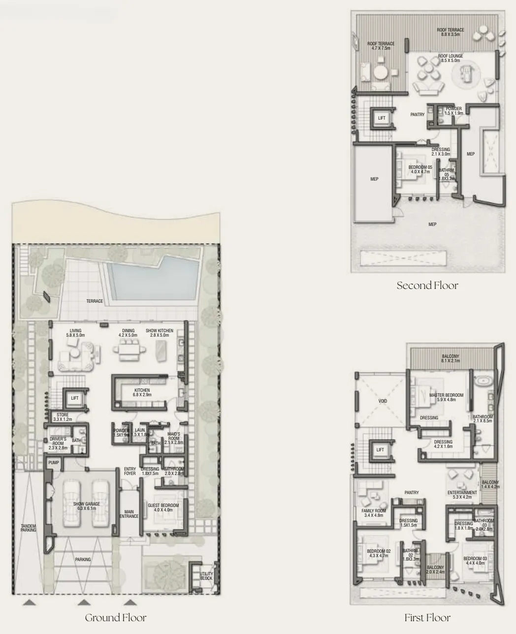 5 bedrooms floor plan