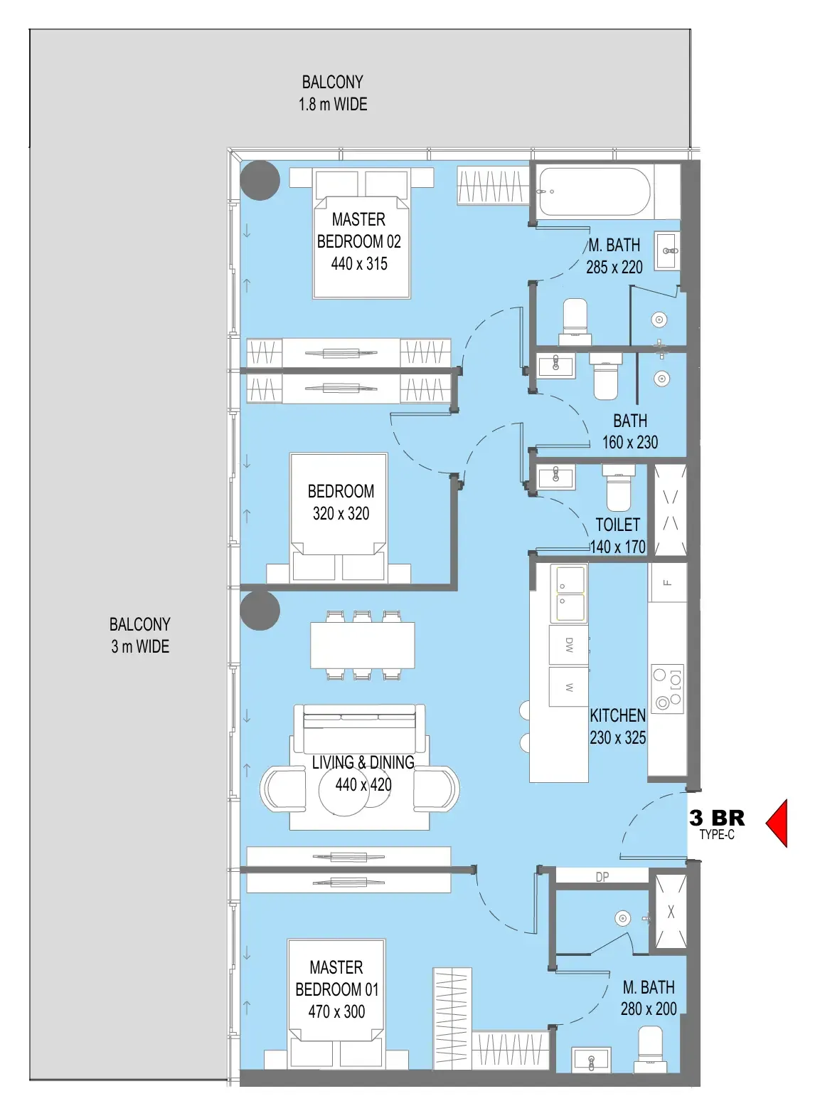 Reportage Properties Sensi 3BR floor plan