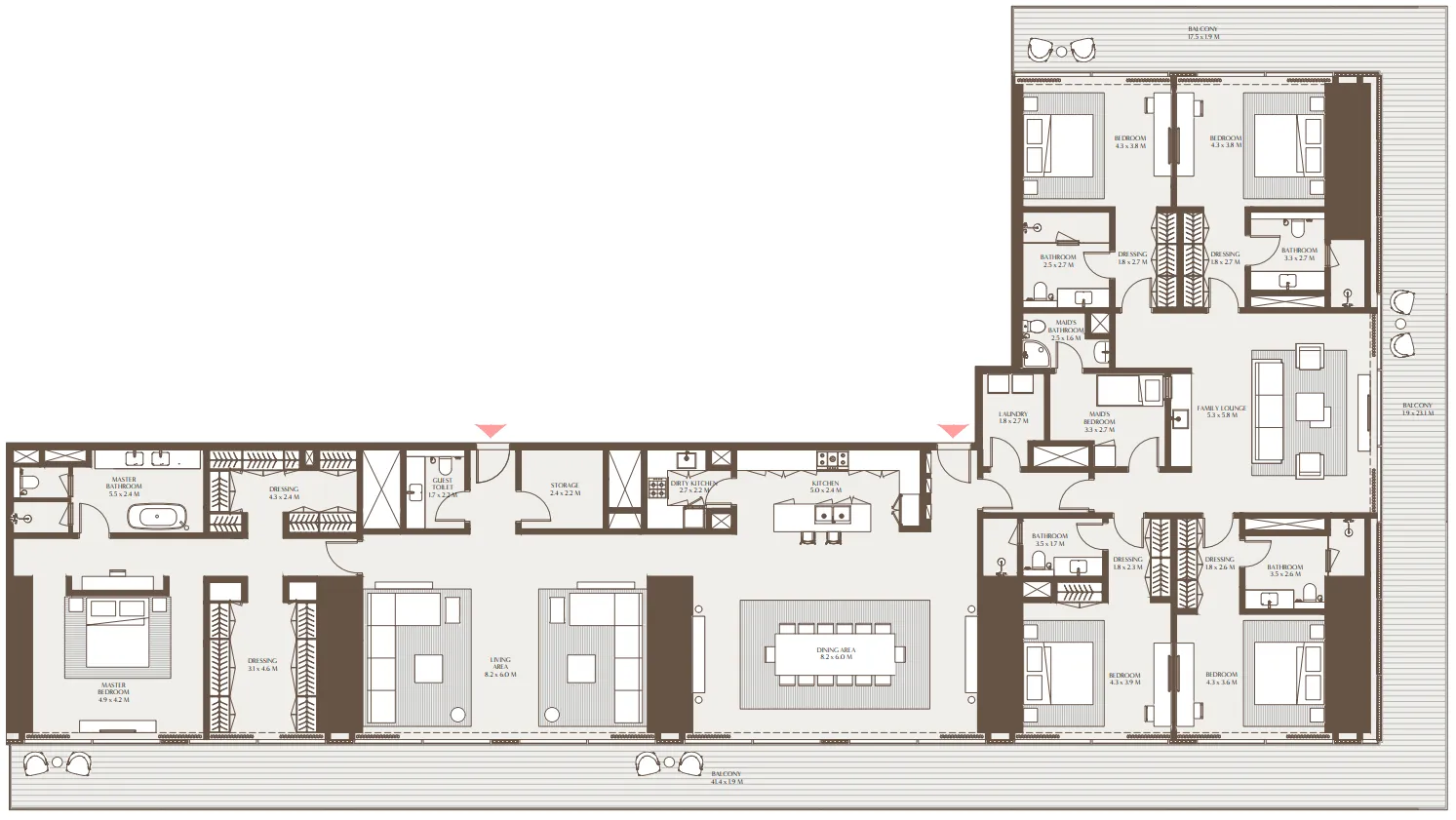 5 bedrooms floor plan